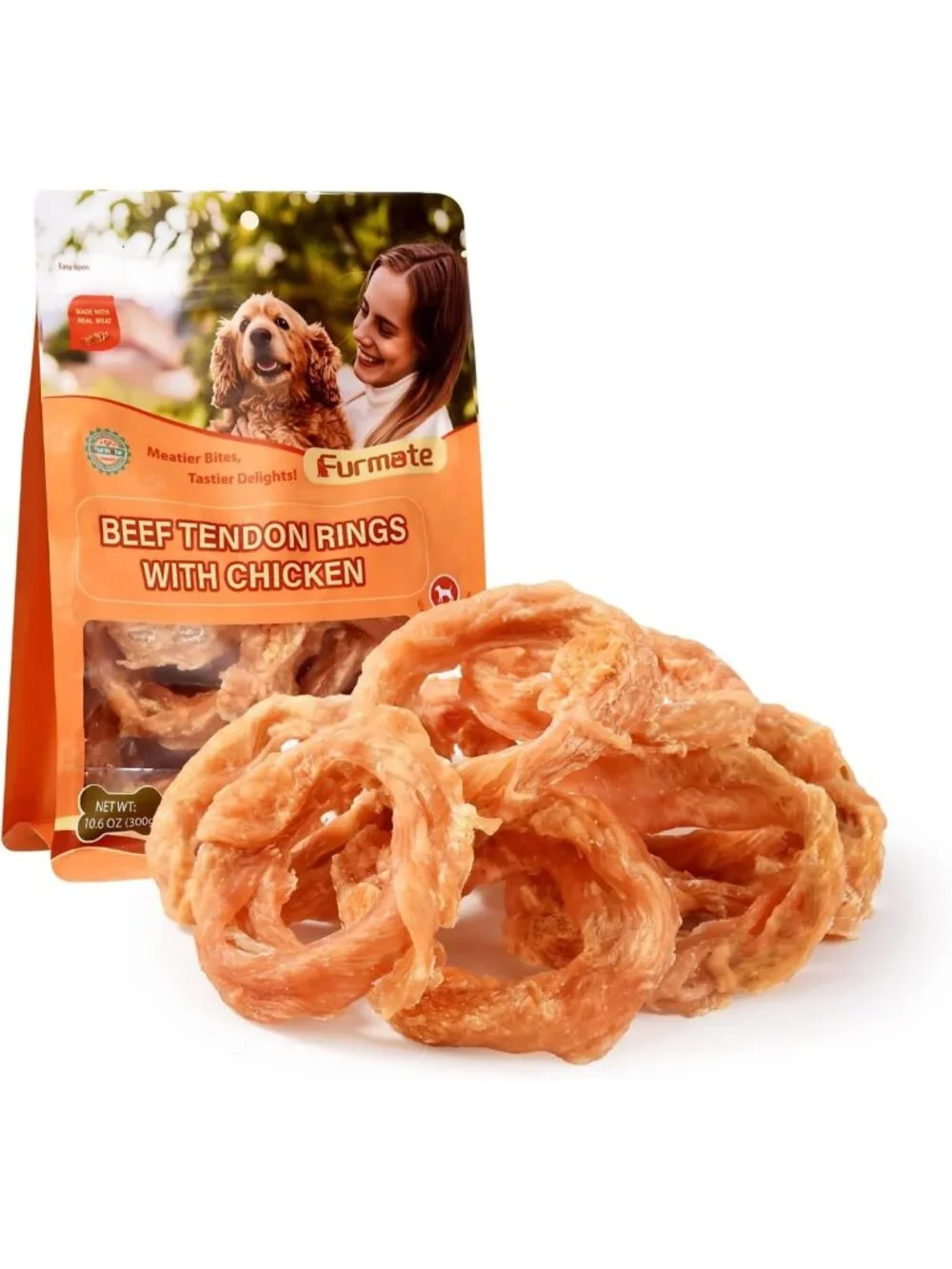 Natural Chicken & Beef Tendon Rings | Rawhide Alternative Dog Treats for Chewing